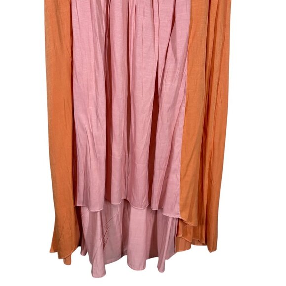 Petal & Pup Pink & Orange Color Block High Low Maxi Skirt Women's US Size 8 - Picture 4 of 9